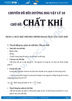 Chuyên đề Chất Khí bồi dưỡng HSG Vật Lý 10