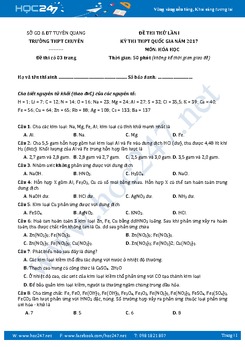 Đề thi thử THPT QG 2017 môn Hóa THPT Chuyên Tuyên Quang - Tuyên Quang có đáp án
