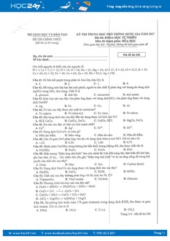 Đề thi THPT Quốc gia 2017 môn Hóa học (Đề chính thức) có đáp án tham khảo - Mã 206