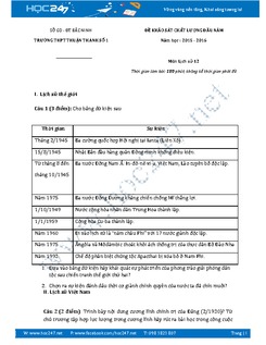 Đề thi KSCL đầu năm môn Sử 12 - Trường THPT Thuận Thành số 1