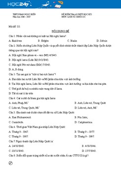 Đề kiểm tra 1 tiết HK1 môn Sử 12 - Trường THPT Phan Ngọc Hiển