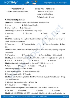 Đề kiểm tra 1 tiết HK1 môn Sử 11 - Trường THPT Lê Hồng Phong
