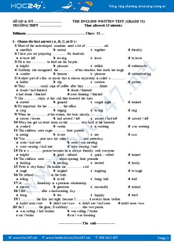 Đề kiểm tra 15 tiếng Anh lớp 11