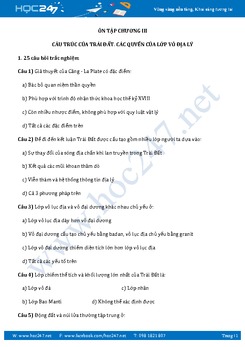 Đề cương ôn tập chương 3 môn Địa Lý 10 năm học 2017