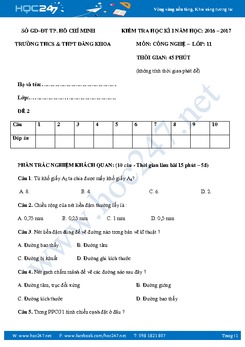 Đề thi HKI môn Công nghệ 11 năm 2016 2017 có lời giải
