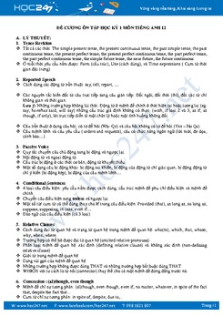 Đề cương hướng dẫn ôn thi học kì 1 Tiếng Anh lớp 12