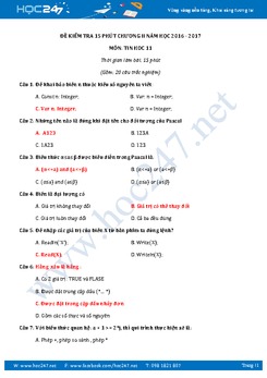 Đề kiểm tra 15 phút chương 2 môn Tin học lớp 11 có đáp án năm 2017 - Đề số 3