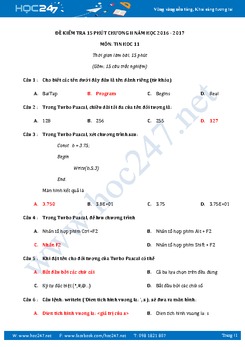 Đề kiểm tra 15 phút chương 2 môn Tin học lớp 11 có đáp án năm 2017 - Đề số 4