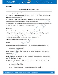 Các tường hợp bằng nhau của tam giác