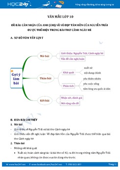 Cảm nhận vẻ đẹp tâm hồn Nguyễn Trãi qua Cảnh ngày hè