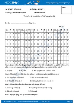 Đề kiểm tra HK1 môn GDCD 10 - Trường THPT Cù Chính Lan