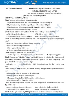 Đề thi học kì 1 môn GDCD 10 - Sở GD và ĐT Vĩnh Phúc