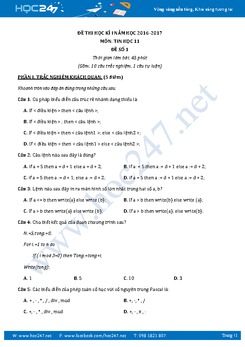 Bộ 5 đề thi học kì 1 môn Tin học lớp 11 có đáp án năm 2017