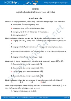 85 câu Trắc nghiệm Phép dời hình và Phép đồng dạng trong mặt phẳng có đáp án