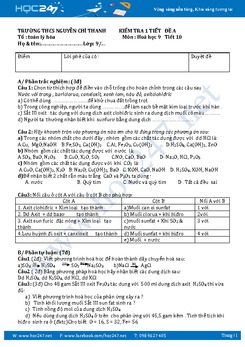 2 Đề kiểm tra Hóa 9 Chương Các loại hợp chất vô cơ có lời giải