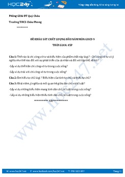 Đề thi KSCL đầu năm môn GDCD 9 - Trường THCS Châu Phong