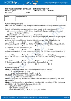 2 Đề kiểm tra Hóa 8 Chương Chất - Nguyên tử - Phân tử có lời giải