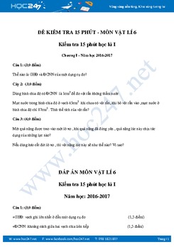 Đề kiểm tra 15' Chương 1 môn Vật Lý 6 năm học 2016-2017