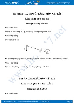 Đề kiểm tra 15 phút Chương I Vật Lý 6 năm 2016-2017