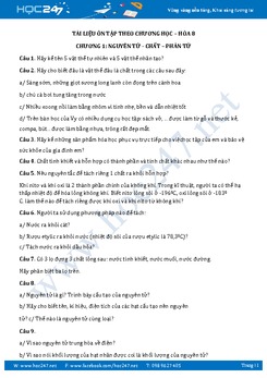 Bài tập Chương Nguyên tử - Chất - Phân tử Hóa học 8 có lời giải