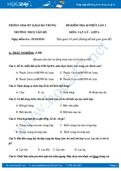 Đề kiểm tra 45' môn Vật Lý 6 giữa HK1 có đáp án