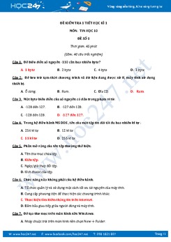 Bộ 4 đề kiểm tra 1 tiết chương 1 môn Tin học lớp 10 có đáp án năm 2017
