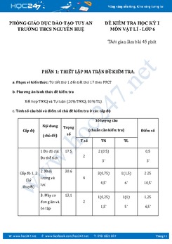 Đề thi và đáp án HKI môn Vật Lý 6-THCS Nguyễn Huệ