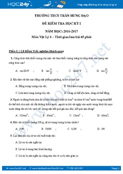 Đề thi và đáp án HKI môn Vật Lý 6- THCS Trần Hưng Đạo