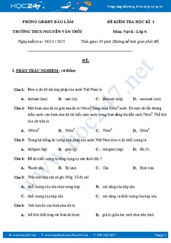 Đề thi và đáp án HKI môn Vật Lý 6 -THCS Nguyễn Văn Trỗi