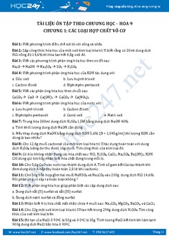 Bài tập Hóa 9 Chương 1 Các loại hợp chất vô cơ có giải chi tiết