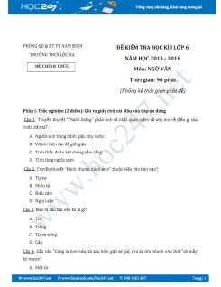 Đề thi học kì 1 Ngữ văn 6 năm 2016 THCS Lộc Hạ