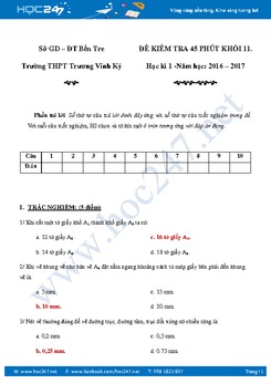 Đề kiểm tra 1 tiết  môn Công Nghệ 11 Học kì I có đáp án