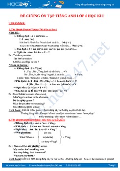Đề cương tiếng Anh lớp 6 học kì 1