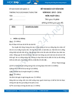 Đề KSCL đầu năm Ngữ Văn 6 năm 2016 THCS Cách Mạng Tháng Tám