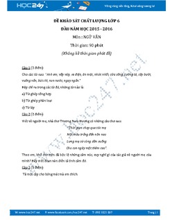 Đề KSCL đầu năm ngữ Văn 6 năm 2016 Bộ GD&ĐT