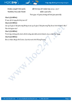 Đề thi học kì 1 môn Lịch Sử 6 - Trường THCS Bãi Thơm