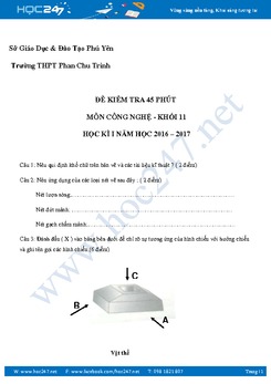 Đề kiểm tra 1 tiết HKI môn Công Nghệ 11 có đáp án