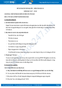 Đề cương ôn tập học kỳ 1 môn Tin học 10 năm học 2017-2018