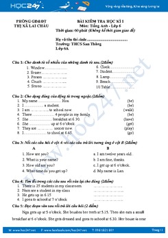 Đề thi học kì 1 Tiếng Anh 6 THCS San Thàng Lai Châu