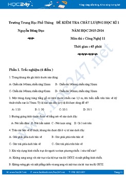Đề kiểm tra chất lượng HKI môn Công Nghệ 11 có đáp án