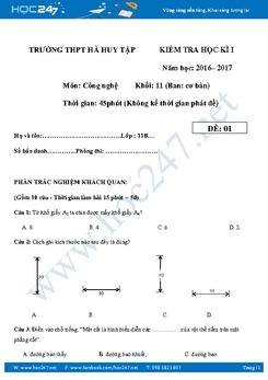 Đề kiểm tra Học kì I môn Công Nghệ 11 có đáp án năm 2017