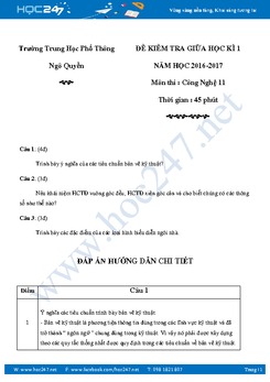 Đề kiểm tra giữa HKI môn Công Nghệ 11 có đáp án năm 2017