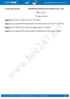 Đề thì giữa kì 1 môn Lịch Sử 6 - Trường THCS Đạ Tồn