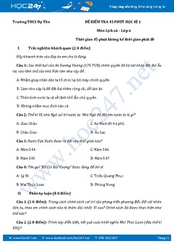 Đề kiểm tra 1 tiết HK1 môn Lịch Sử 6 - Trường THCS Đạ Tồn