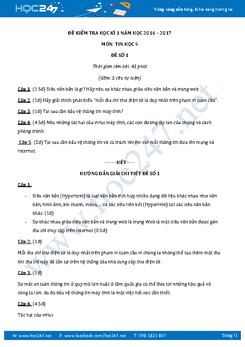Bộ 5 đề kiểm tra học kì 1 môn Tin học lớp 9 có đáp án năm 2017