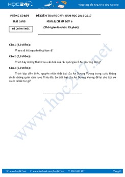 Đề kiểm tra 1 tiết HK1 môn Sử 6 - Trường THCS Hải Lăng