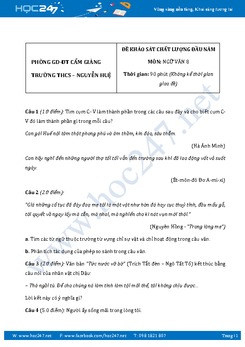 Đề kiểm tra KSCL đầu năm Ngữ văn lớp 8 trường THCS Nguyễn Huệ