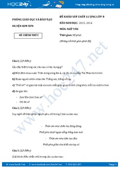 Đề kiểm tra KSCL đầu năm Ngữ văn lớp 8 huyện Kim Sơn