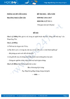 Đề kiểm tra KSCL đầu năm Ngữ văn lớp 8 trường THCS Cẩm Văn