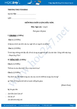 Đề kiểm tra KSCL đầu năm Ngữ văn lớp 8 trường THCS Tân Khai